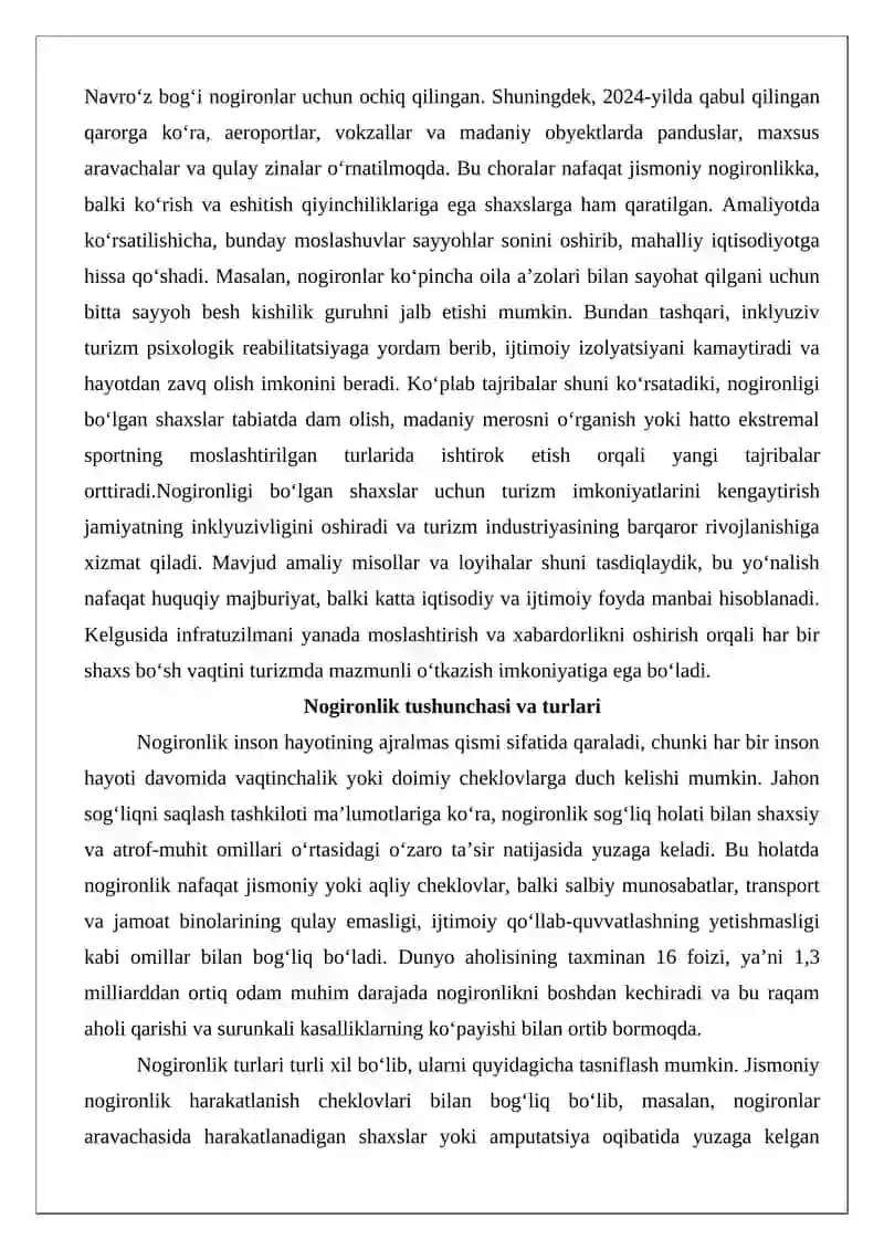 Nogironligi bo'lgan shaxslar bo'sh vaqtini otkazishda turizim imkoniyatlari 3