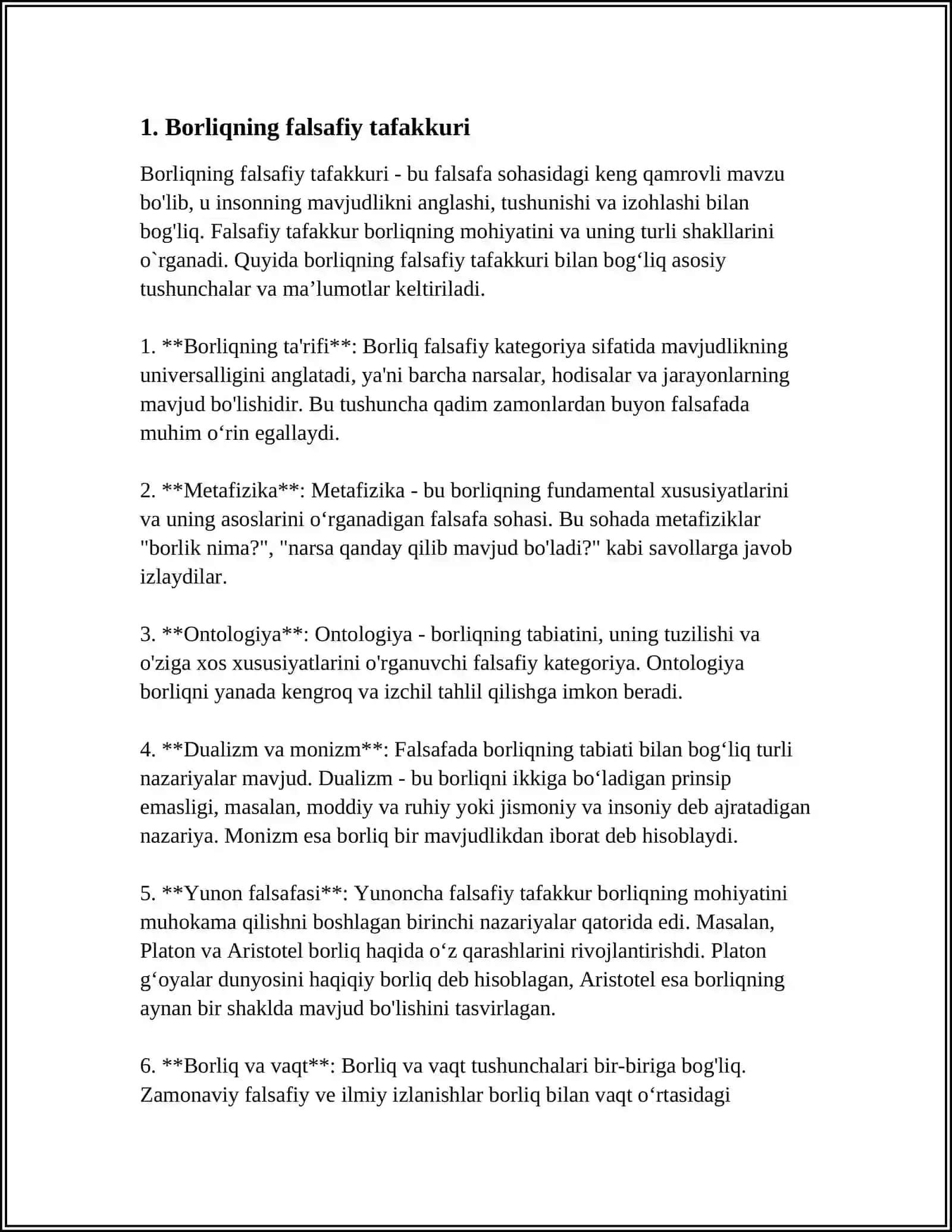 BORLIQ(ONTOLOGIYA)RIVOJLANISH FALSAFASI 3