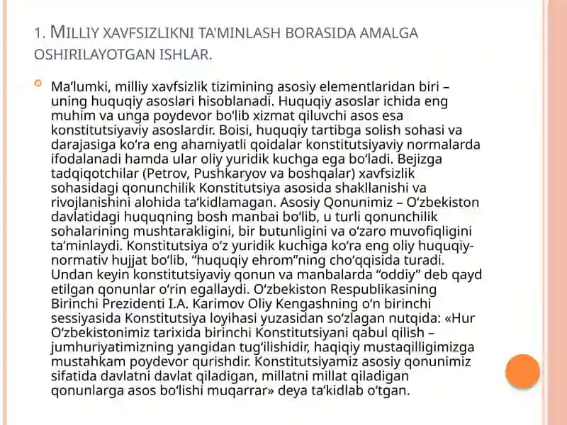Milliy xavfsizlikni ta'minlash borasida amalga oshirilayotgan ishlar 3