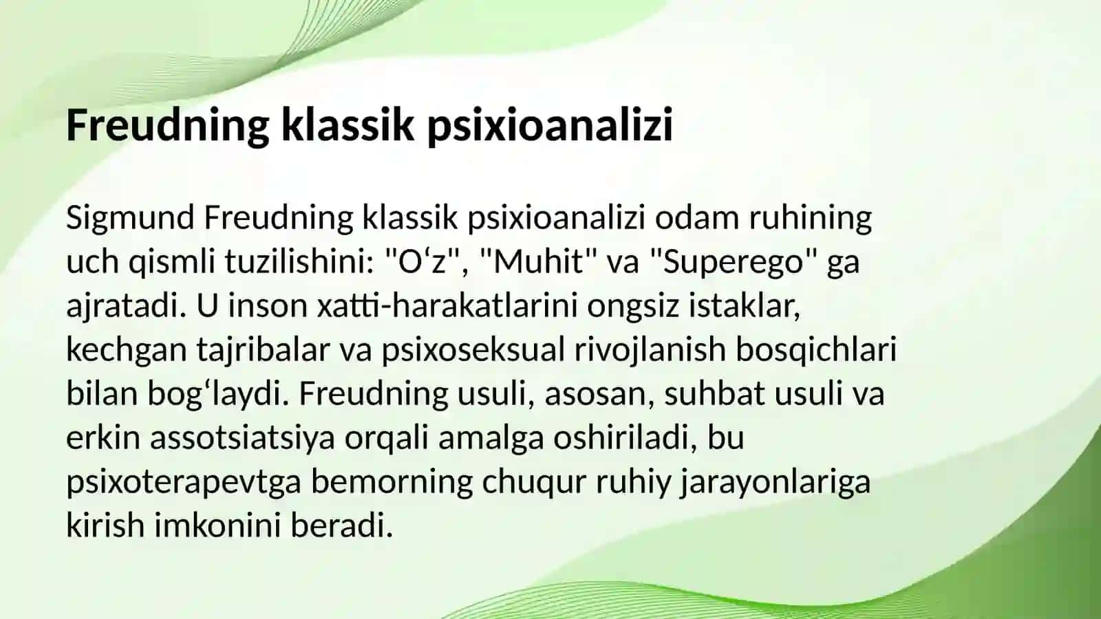 Klassik psixioanalizm va uning modifikatsiyalari 3