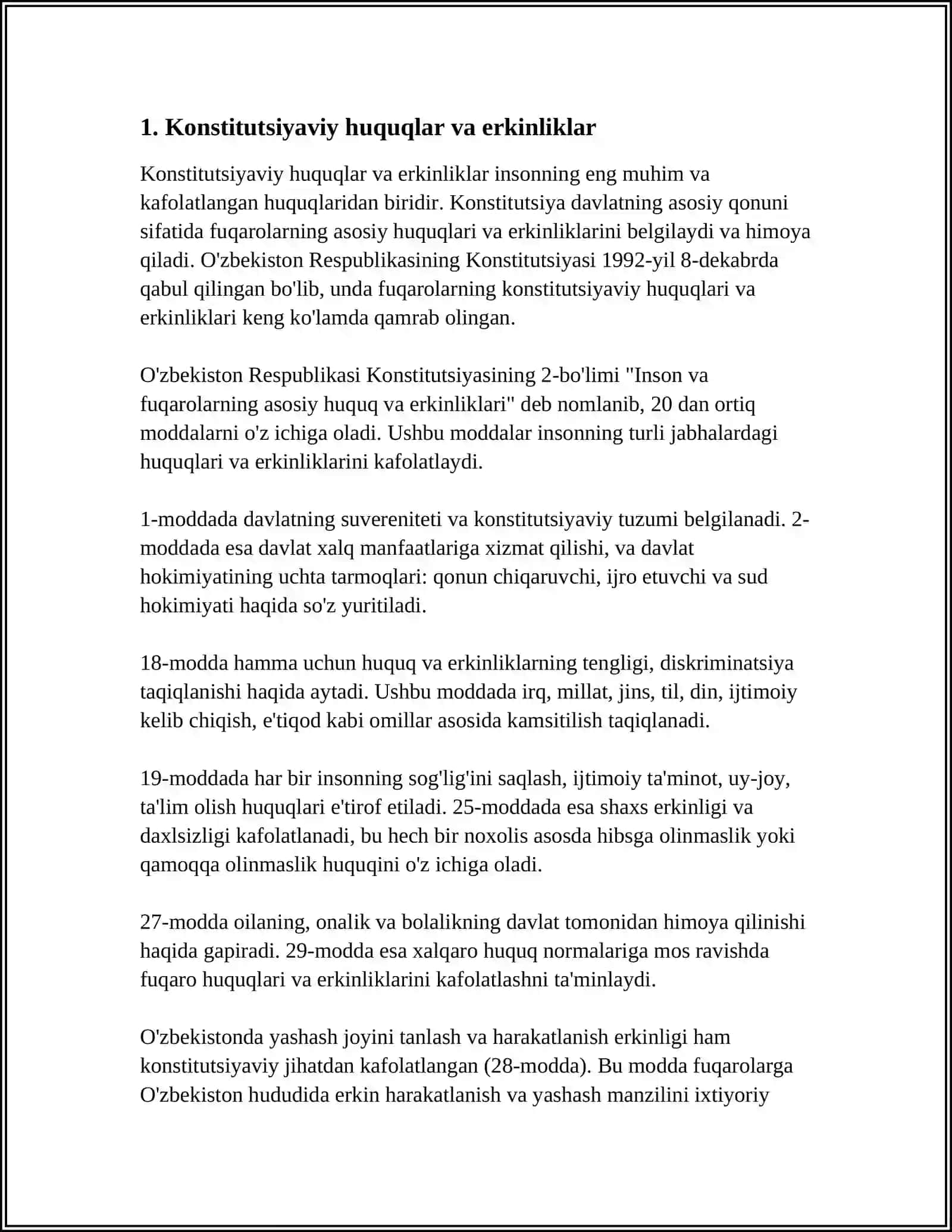 YANGI O'ZBEKISTONDA INSON HAQ - HUQUQLARI VA ERKINLIKLARI KAFOLATINING YARATILISHI 3