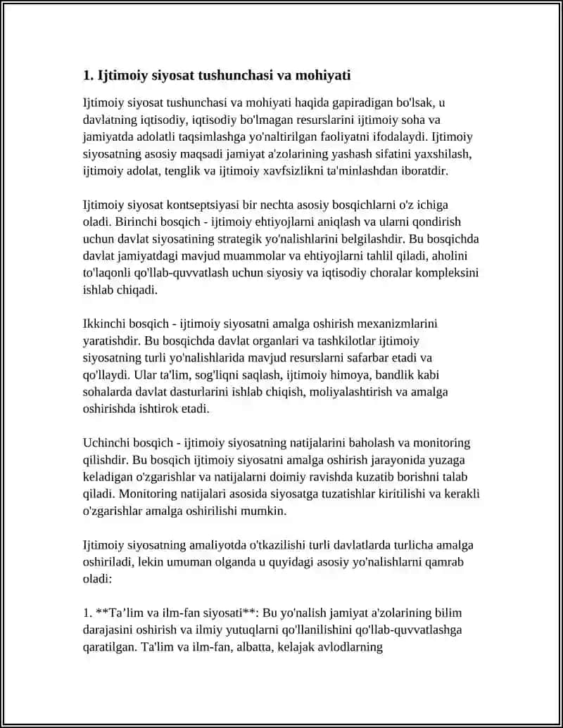 IJTIMOIY SIYOSAT KONSEPSIYASI: ASOSIY BOSQICHLAR UNI AMALGA OSHIRISH 3