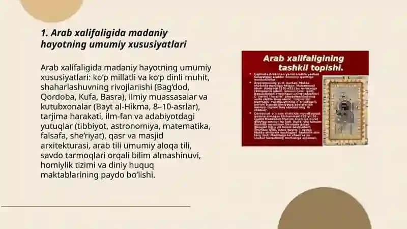 Arab xalifaligida madaniy hayot 3