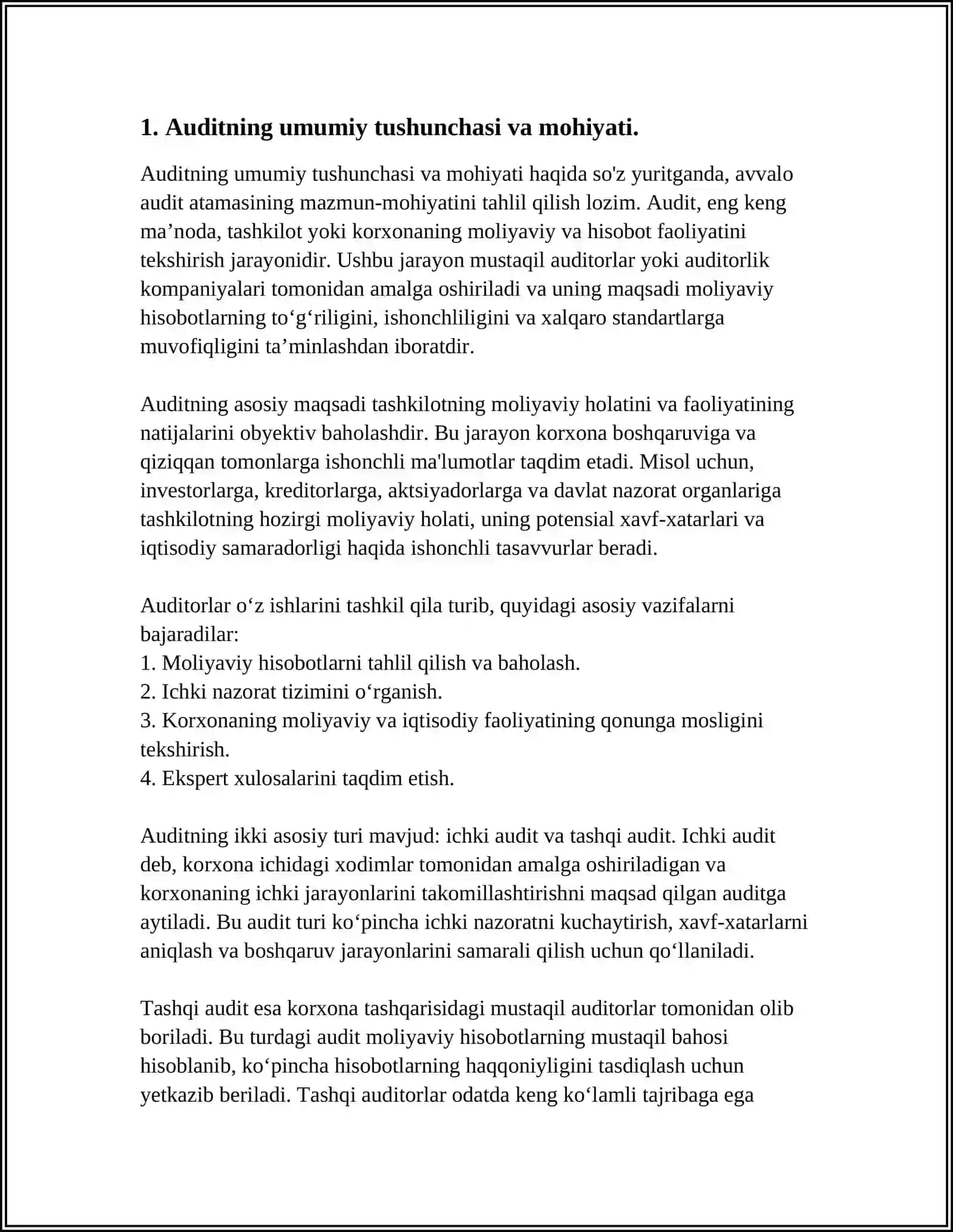 O‘zbekiston Respublikasining Moliyaviy Nazorat Tizimida Auditning Tutgan O‘rni 3