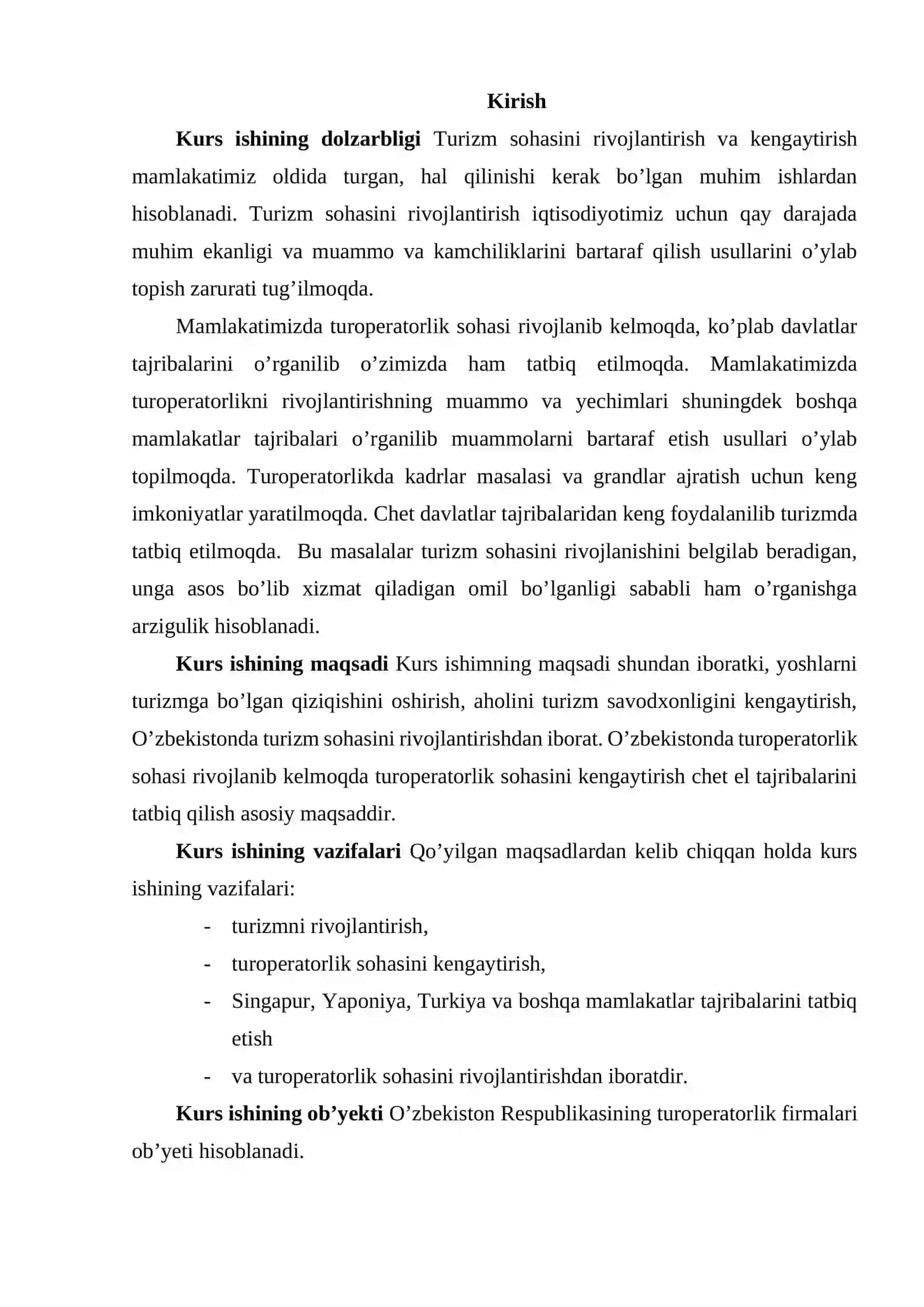 TURIZM XIZMATLARI BOZORIDA TUROPERATORLIK XIZMATLARINING O‘RNI VA VAZIFALARI 3