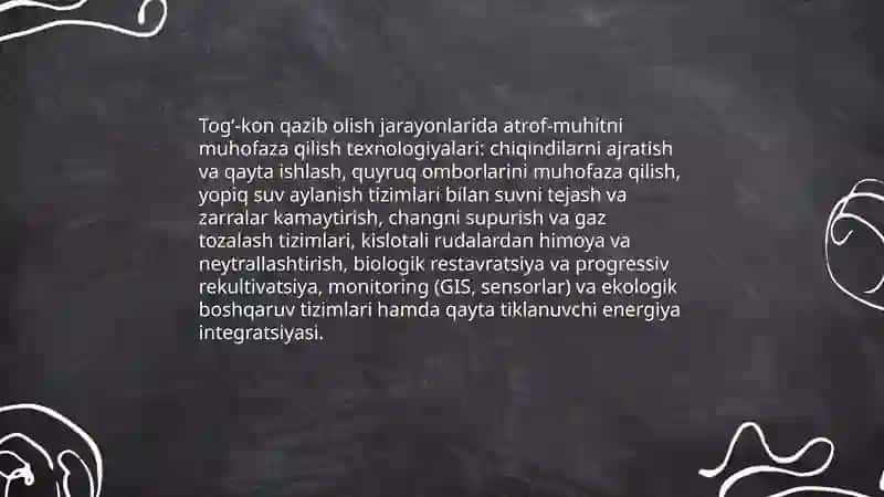 Togʻ-kon, kimyo metallurgiya sanoati va atrof muhit muhofazasi 3