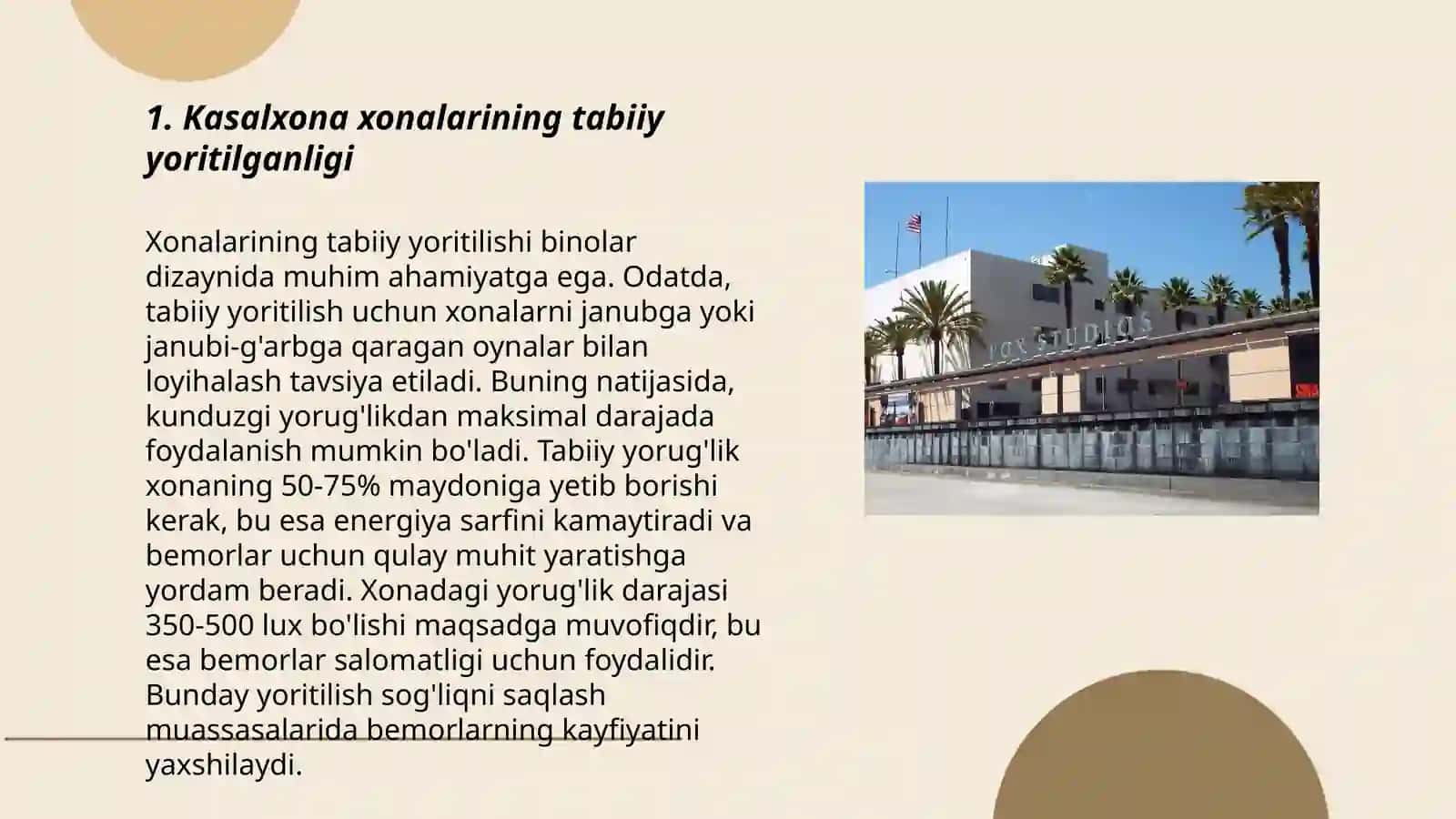 Kasalxona xonalari yoritilganligining ahamiyati 3