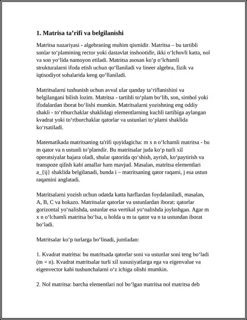 MATRITSALAR VA ULAR USTIDA AMALLAR 3