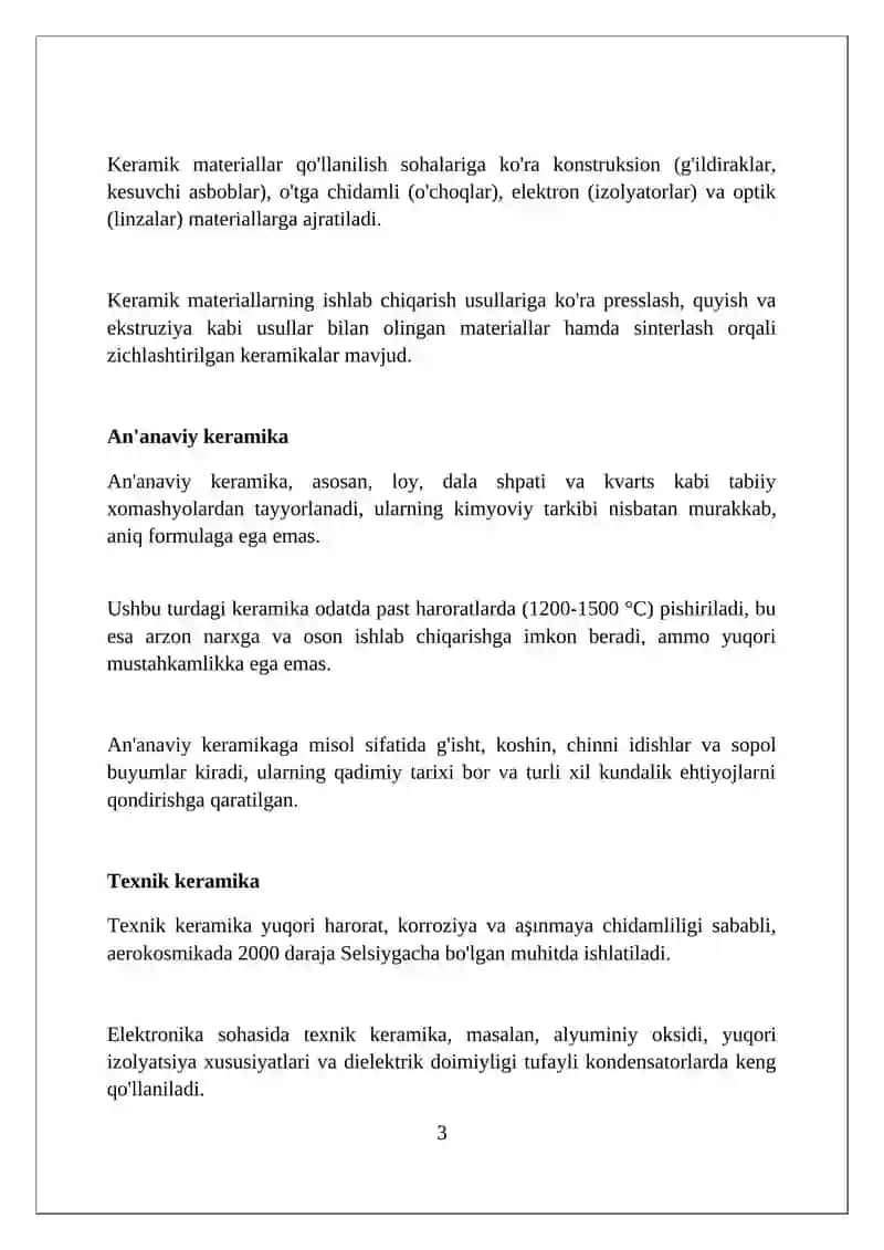 Keramika materiallarining tasnifi 3