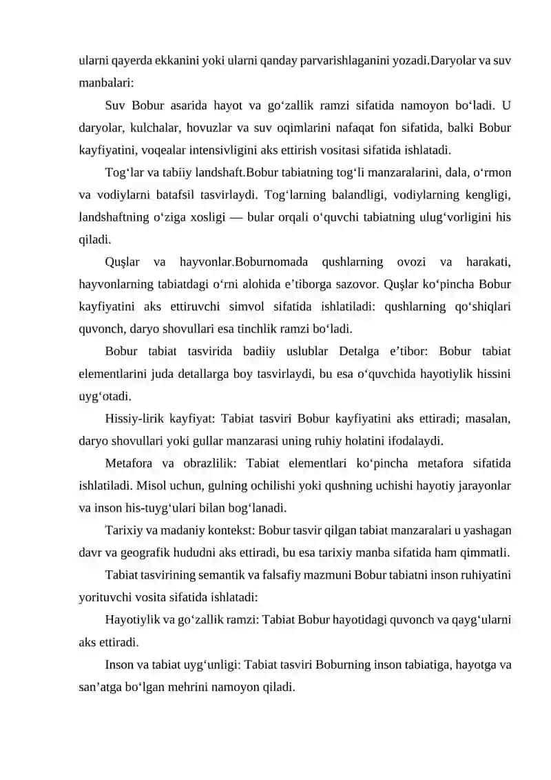 BOBURNOMADA TABIAT TASVIRI 3