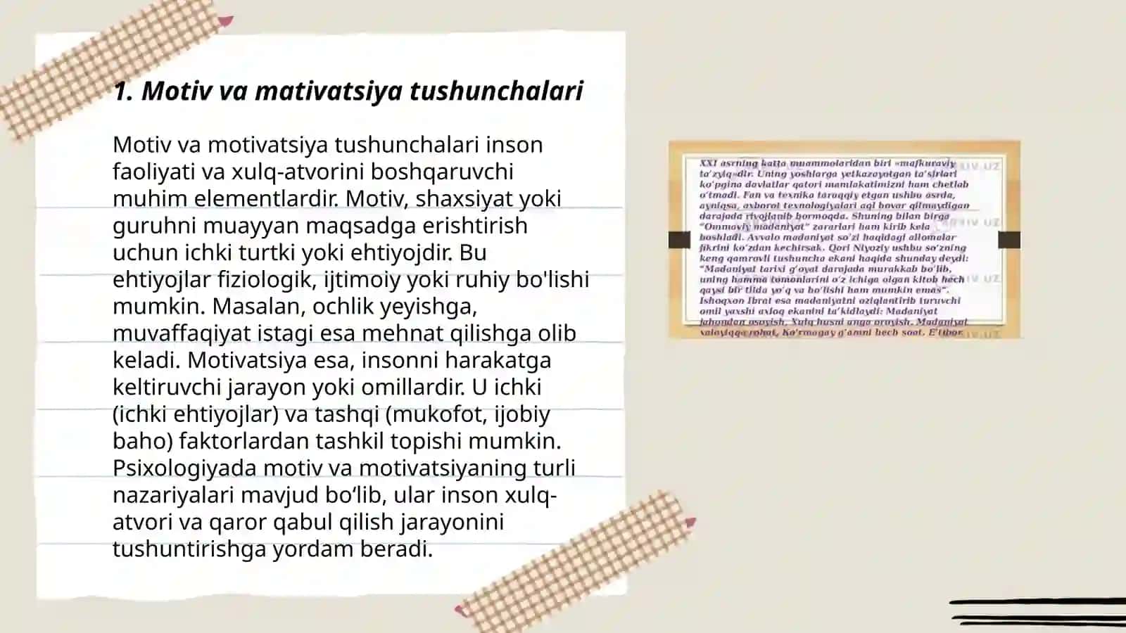 Motiv va mativatsiya tushunchalari 3