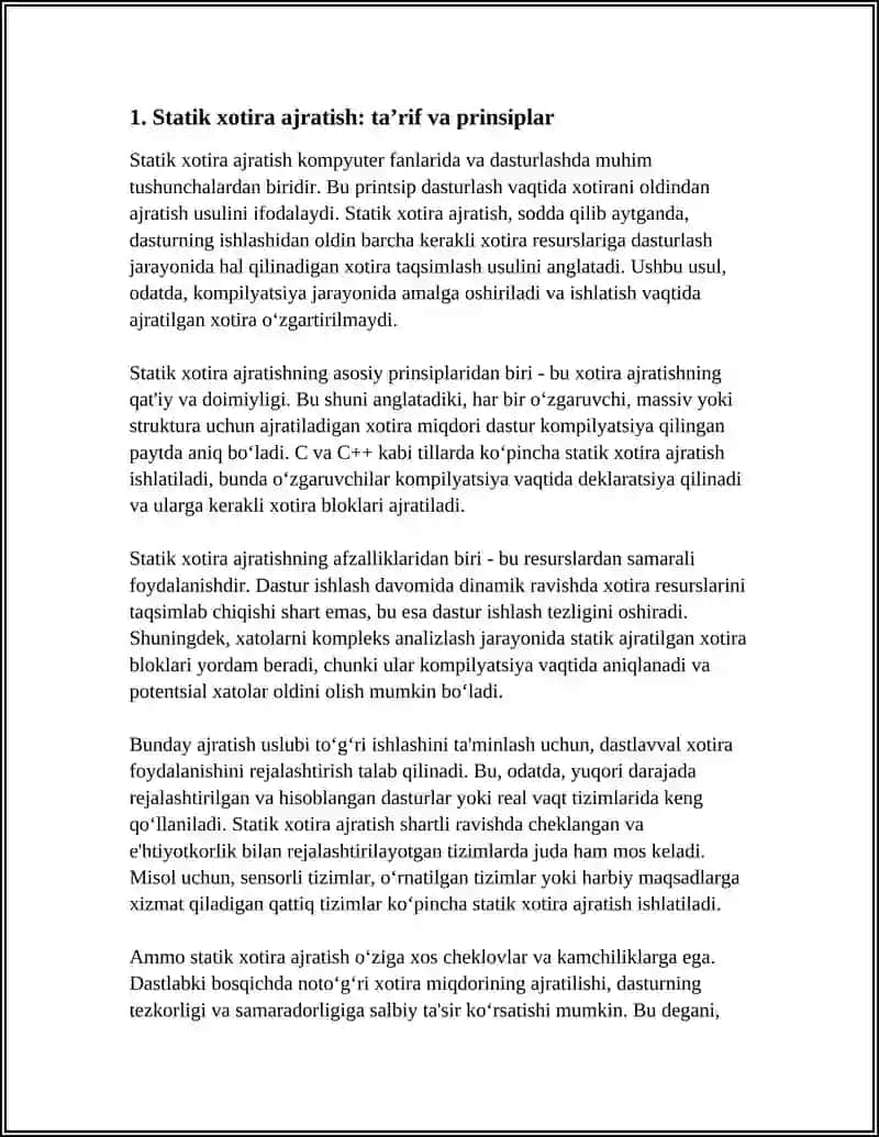 STATIK VA DINAMIK XOTIRA AJRATISH SIMULYATSIYASINI AMALGA OSHIRISH 3