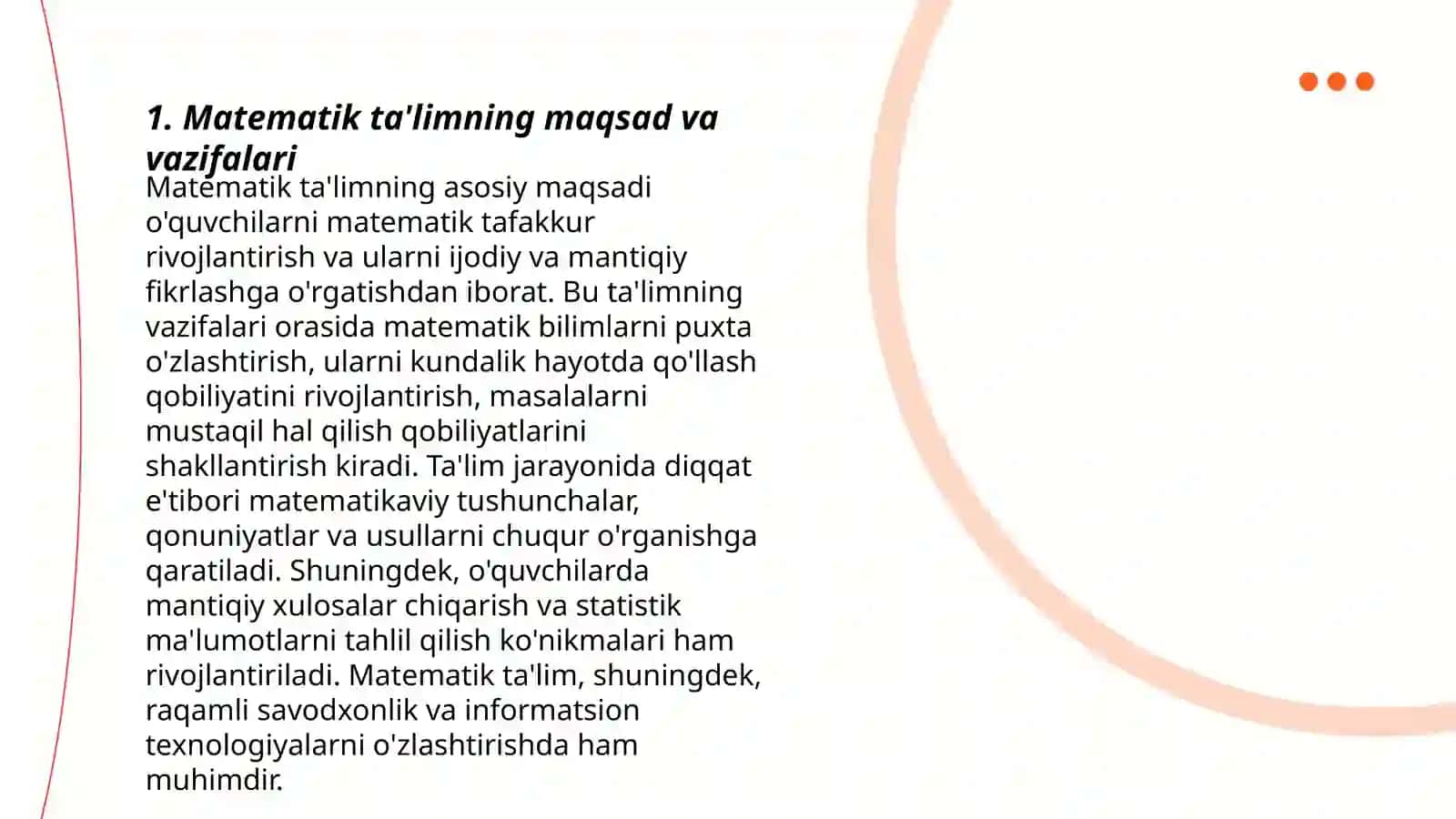 Matematika oqitish maxsus metodikasi fanining xususiy masalalari 3