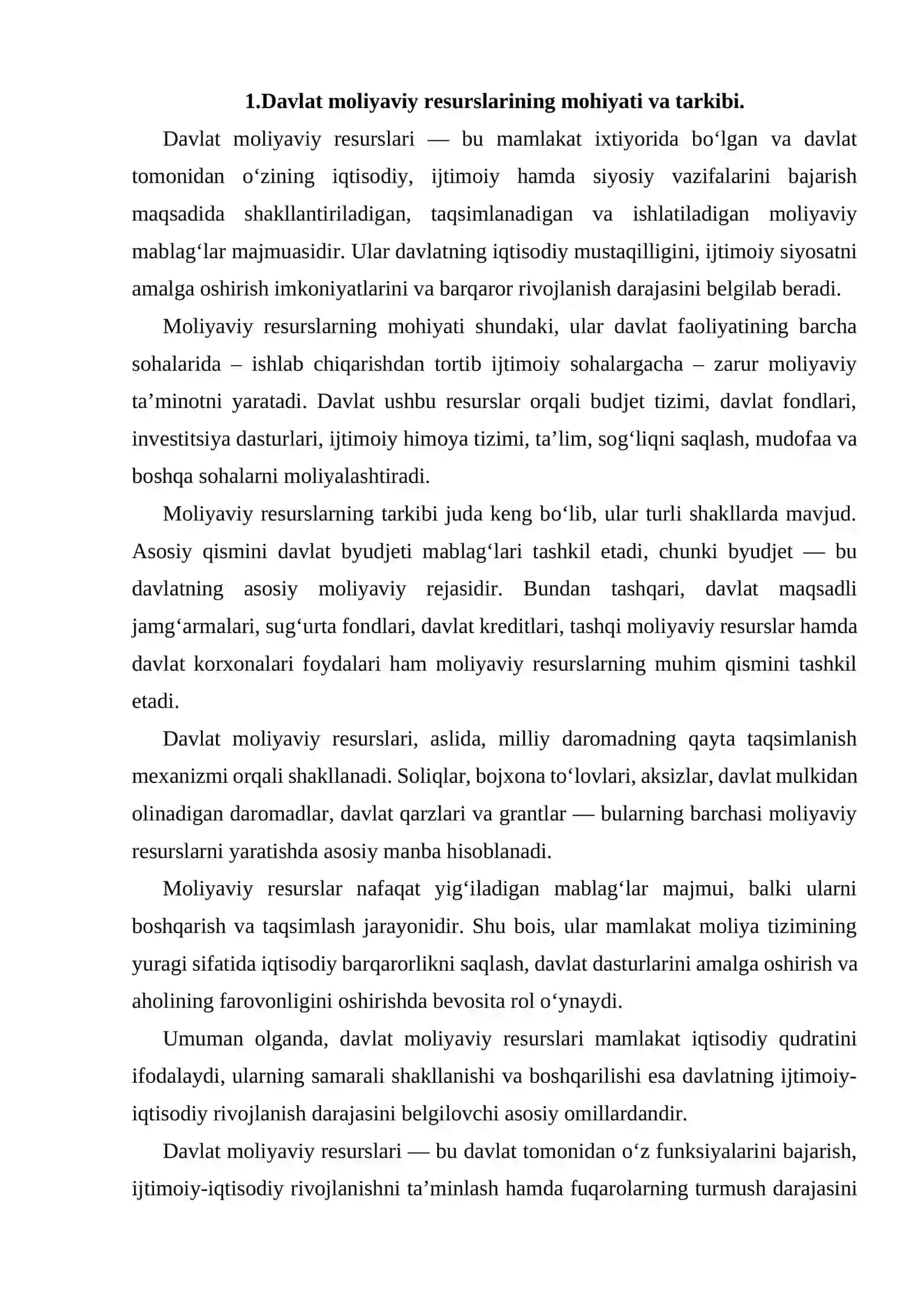 Davlat moliyaviy resurslarini shakllantirish va boshqarish 3