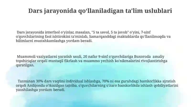 Sinfdan va maktabdan tashqari tarbiyaviy ishlar shakli va uslublari 3