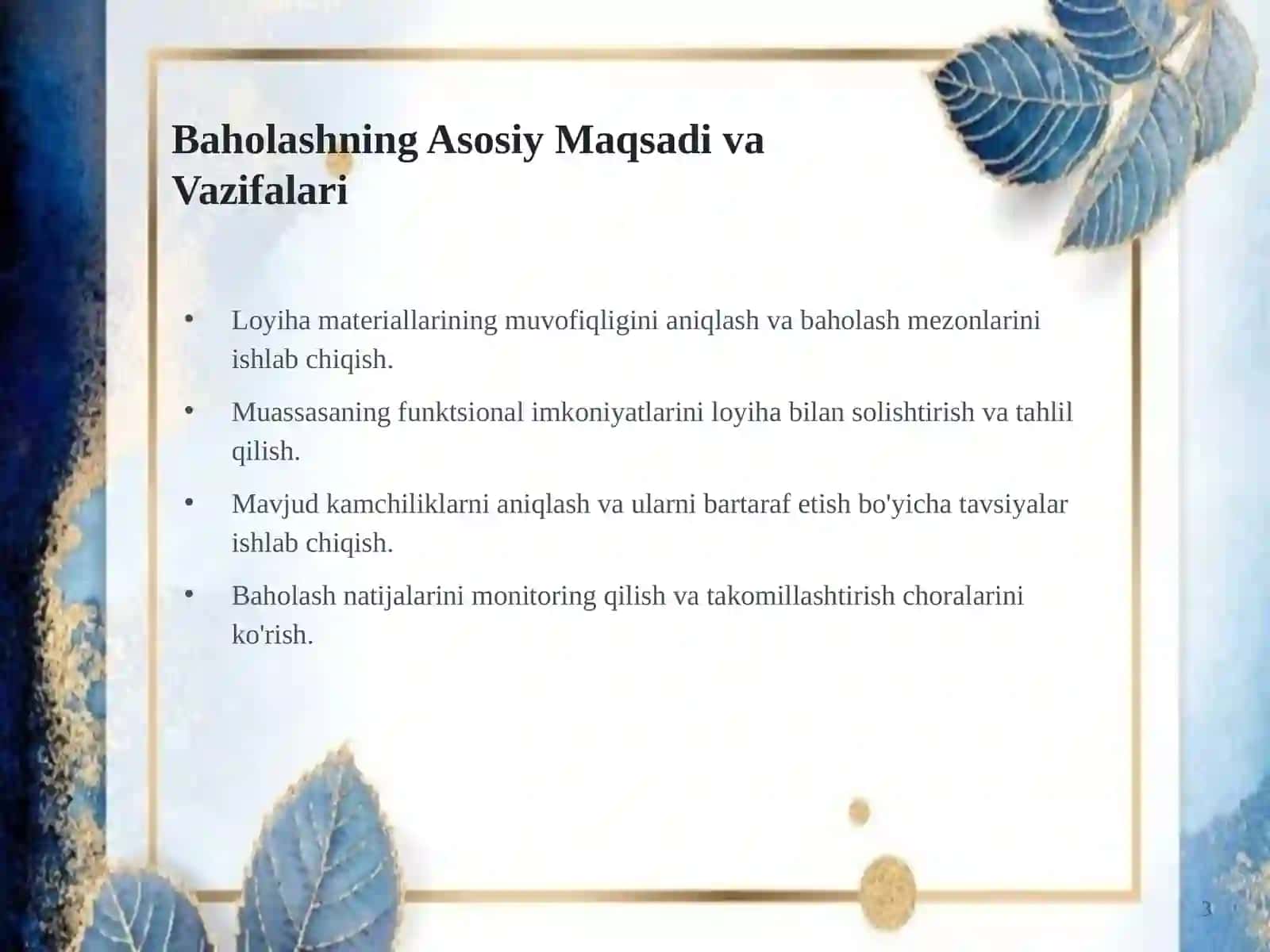 Davolash-Profilaktika Muassasalarini LoyihaMateriallari Bo'yicha Baholash 3