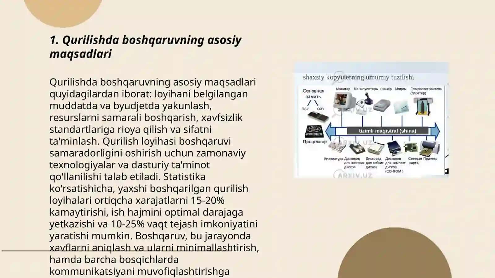 Qurilishda boshqarishning maqsadi, vazifalari va xususiyatlari 3