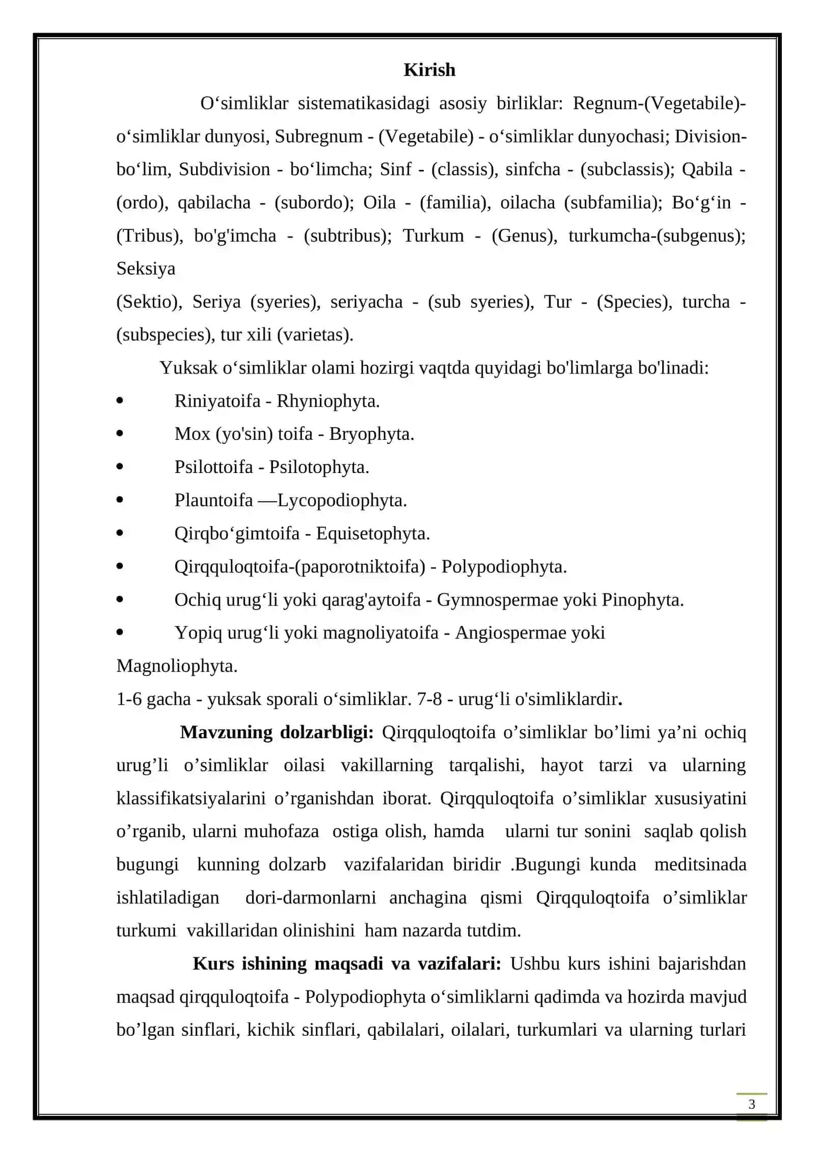 Qirqquloqtoifa - Polypodiophyta o‘simliklar haqida umumiy ma’lumot 3