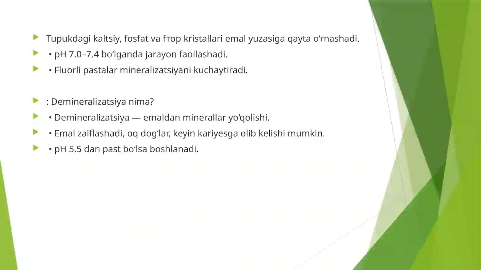 Emal mineralizatsiyasi va demineralizatsiyasi 3