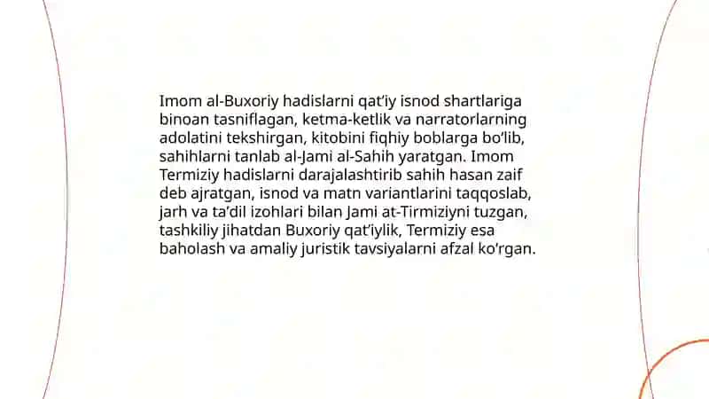 Imom al-Buxoriy va Imom Termiziyning hadis ilmiga qoʻshgan hissalari qiyosiy tahlili 3