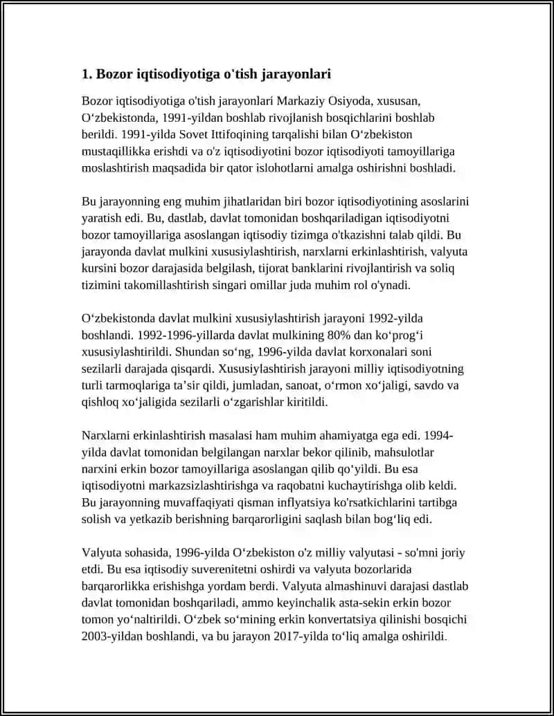 O'ZBEKISTONDA BOZOR ISLOHOTLARINI AMALGA OSHIRISH VA UNING ASOSIY YO’NALISHLARI 3