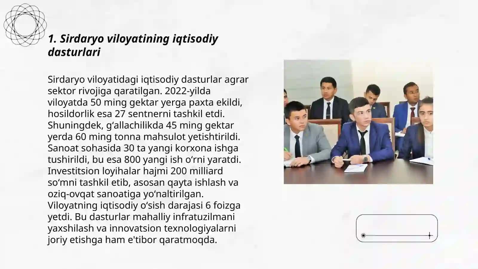 Sirdaryo viloyatining iqtisodiy ahvoli va ijtimoiy ko`rsatgichlari 3