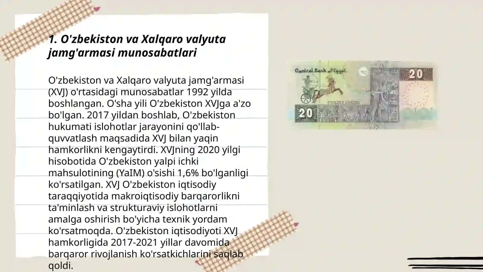 O'zbekistonning xalqaro valyuta uyushmalari bilan aloqalari 3