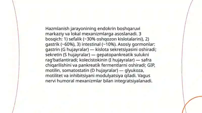 Hazmlanish jarayonining endokrin boshqaruvi 3