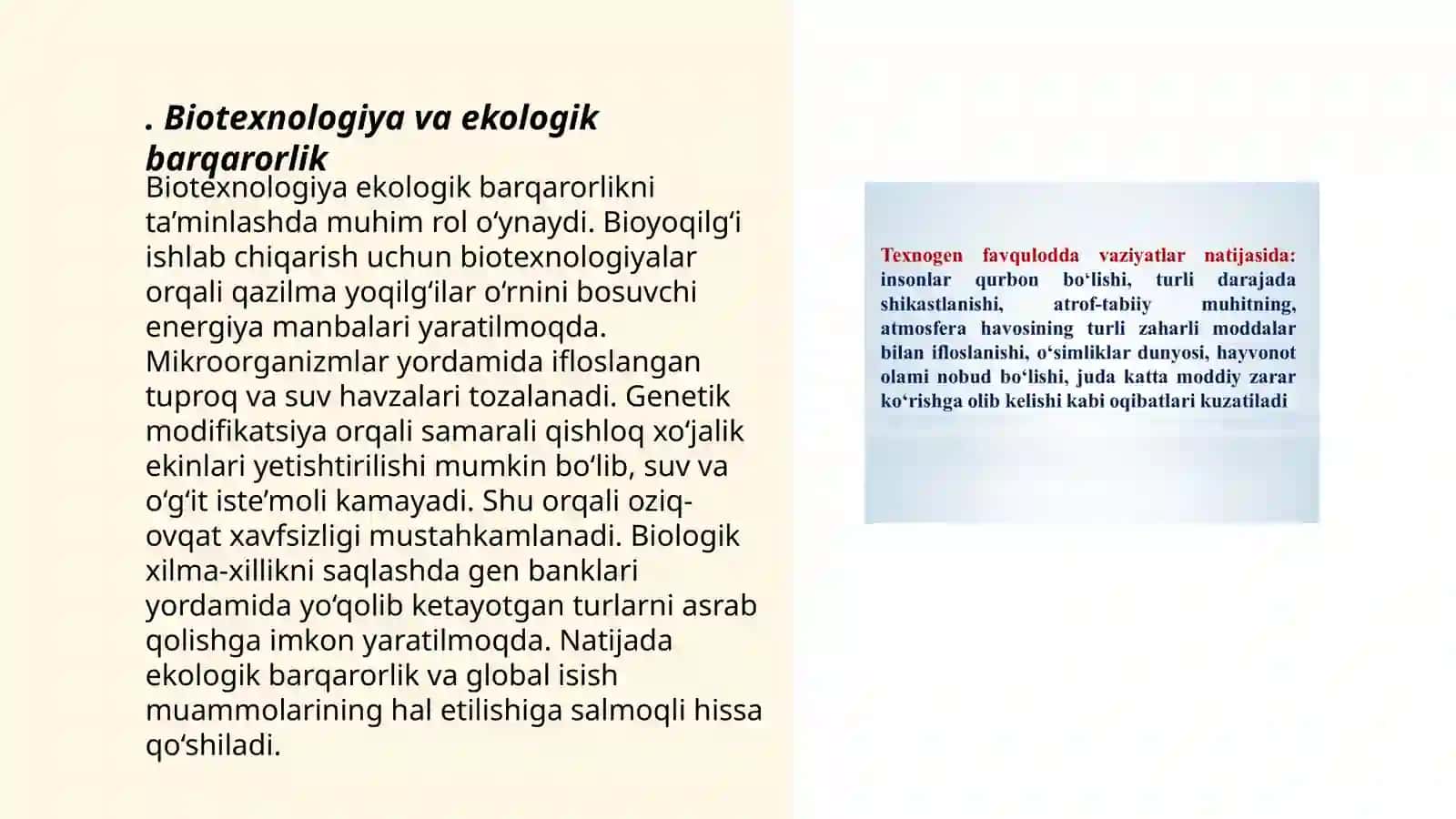 Biotexnologiya va ekologik barqarorlik 3