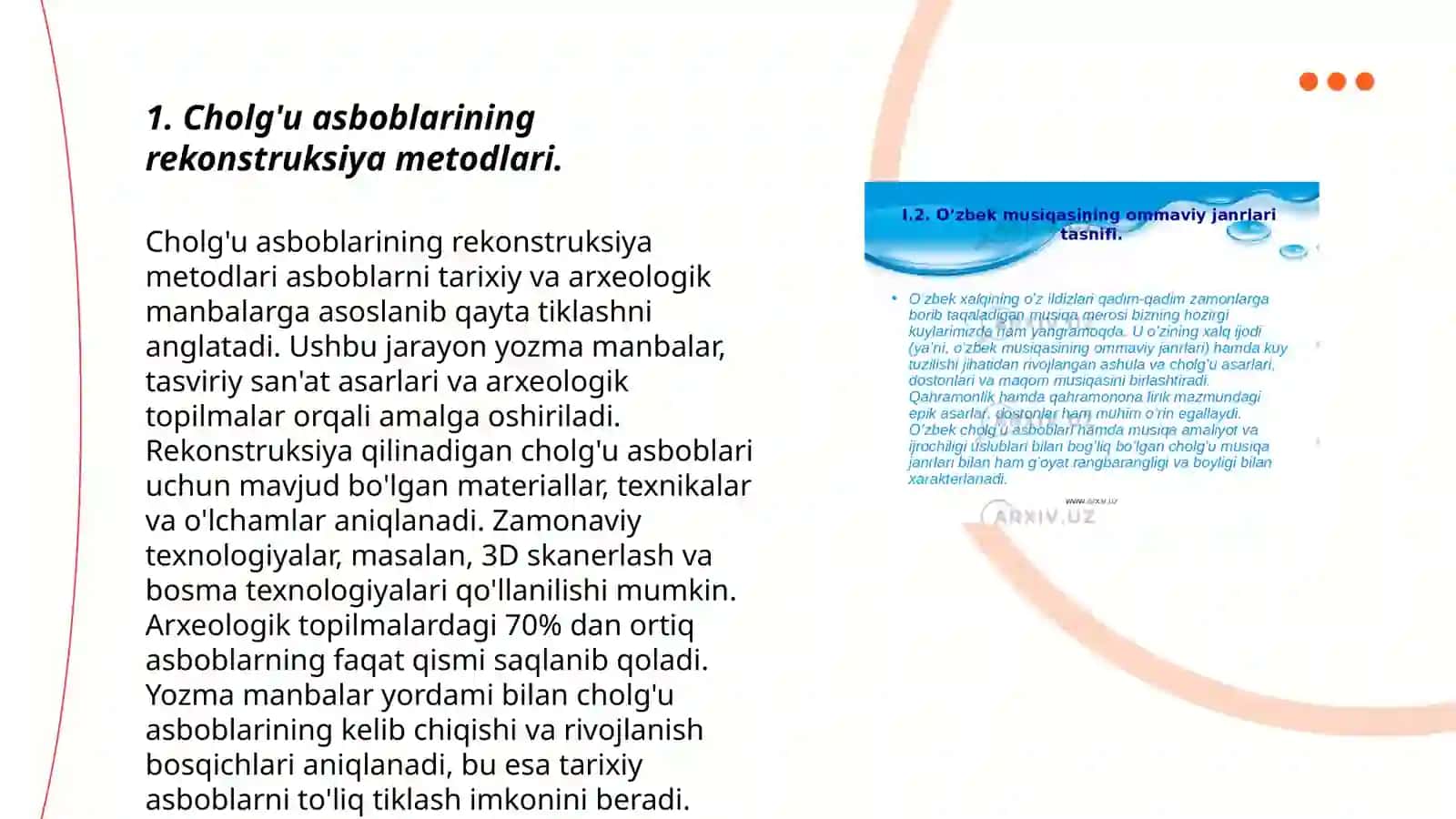 Cholg'u asboblarining rekonstruksiya metodlari 3
