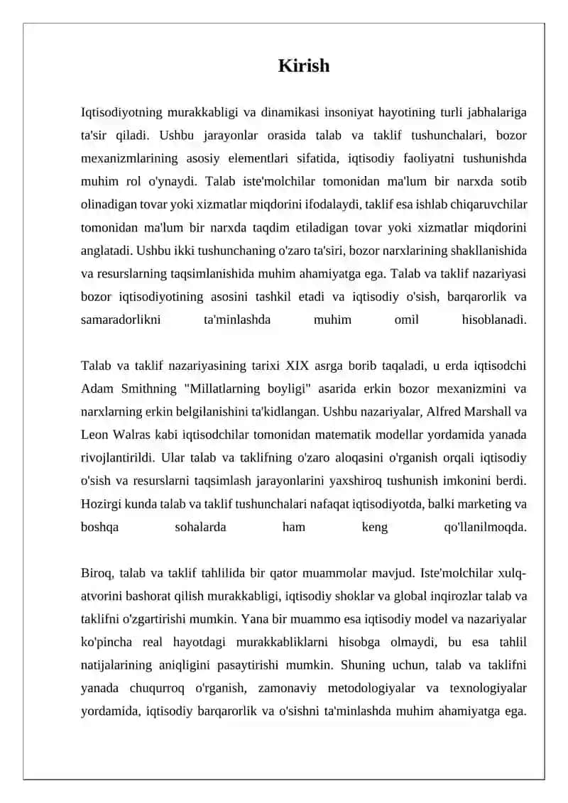 Talab va Taklif: Tarixiy Kontekst va Rivojlanish 3