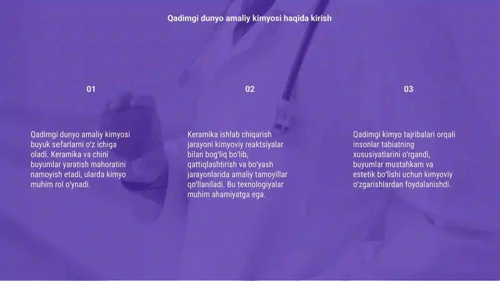 Qadimgi dunyo amaliy kimyosi.Keramika va chini buyumlar tayorlash 3