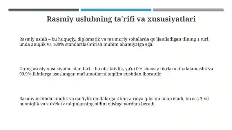 Rasmiy uslub haqida nazariy maʼlumot 3