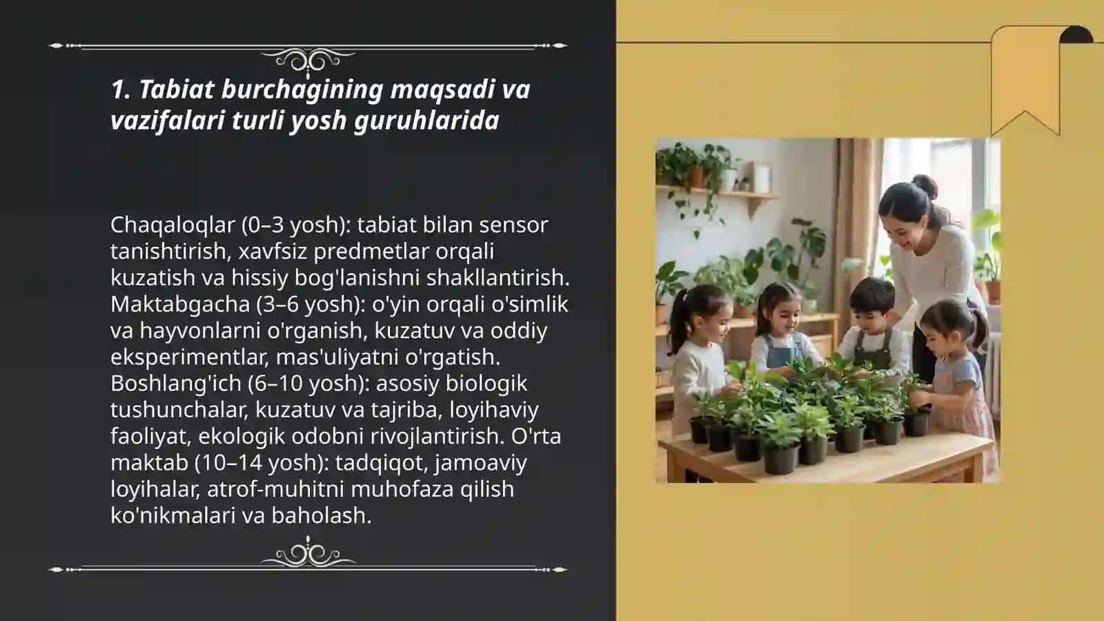 Tabiat burchagini tashkil etish va unga qóyiladigan talablar 3