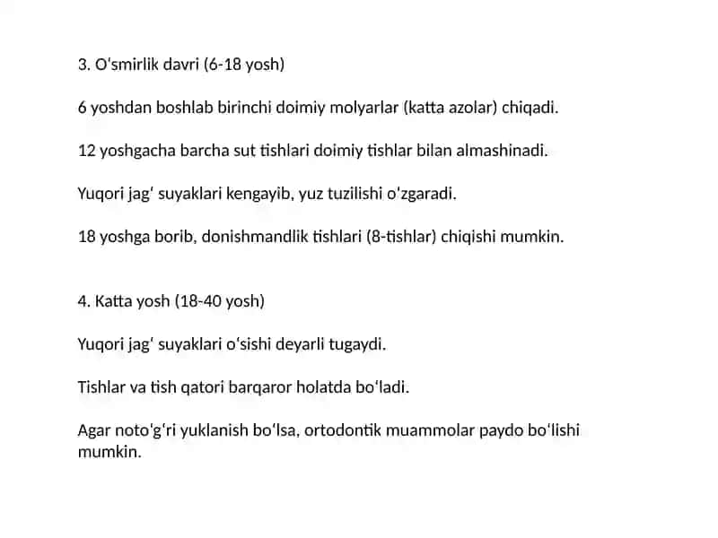 Yuqori jag’ tuzilishi yoshga oyid o’zgarishlar 3