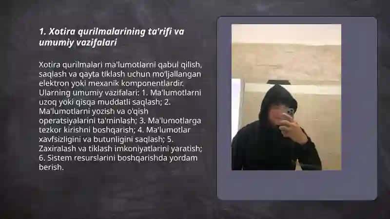Xotira qurilmalari, ularning turlari va vazifalari 3