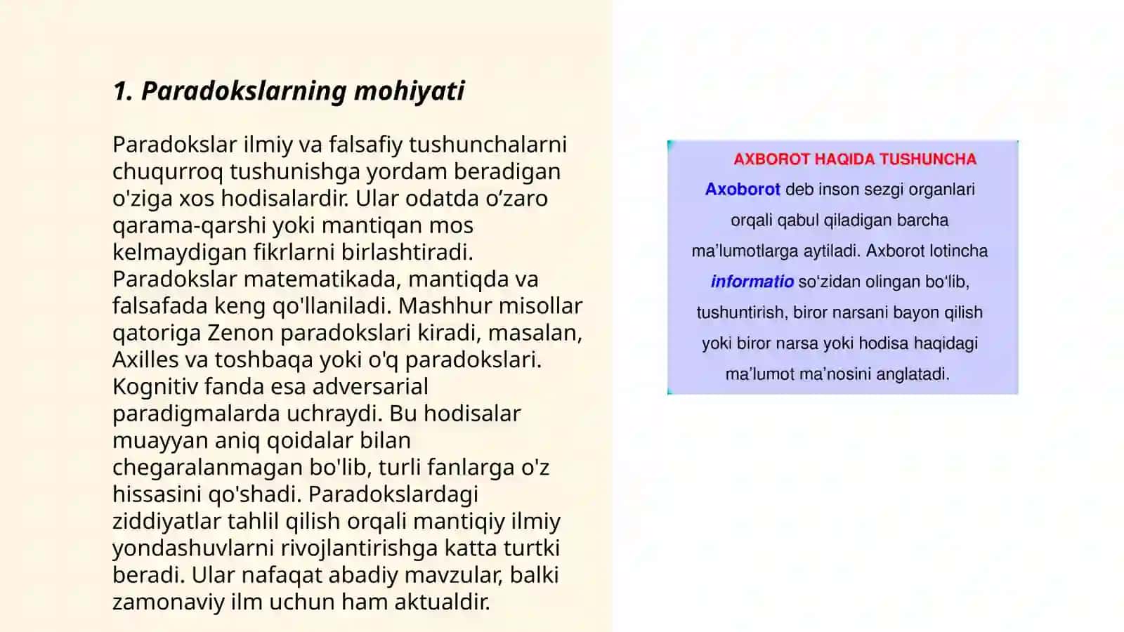 Paradokslar va sofizmlar haqida masalalar,ularning hayotga tatbiqi 3
