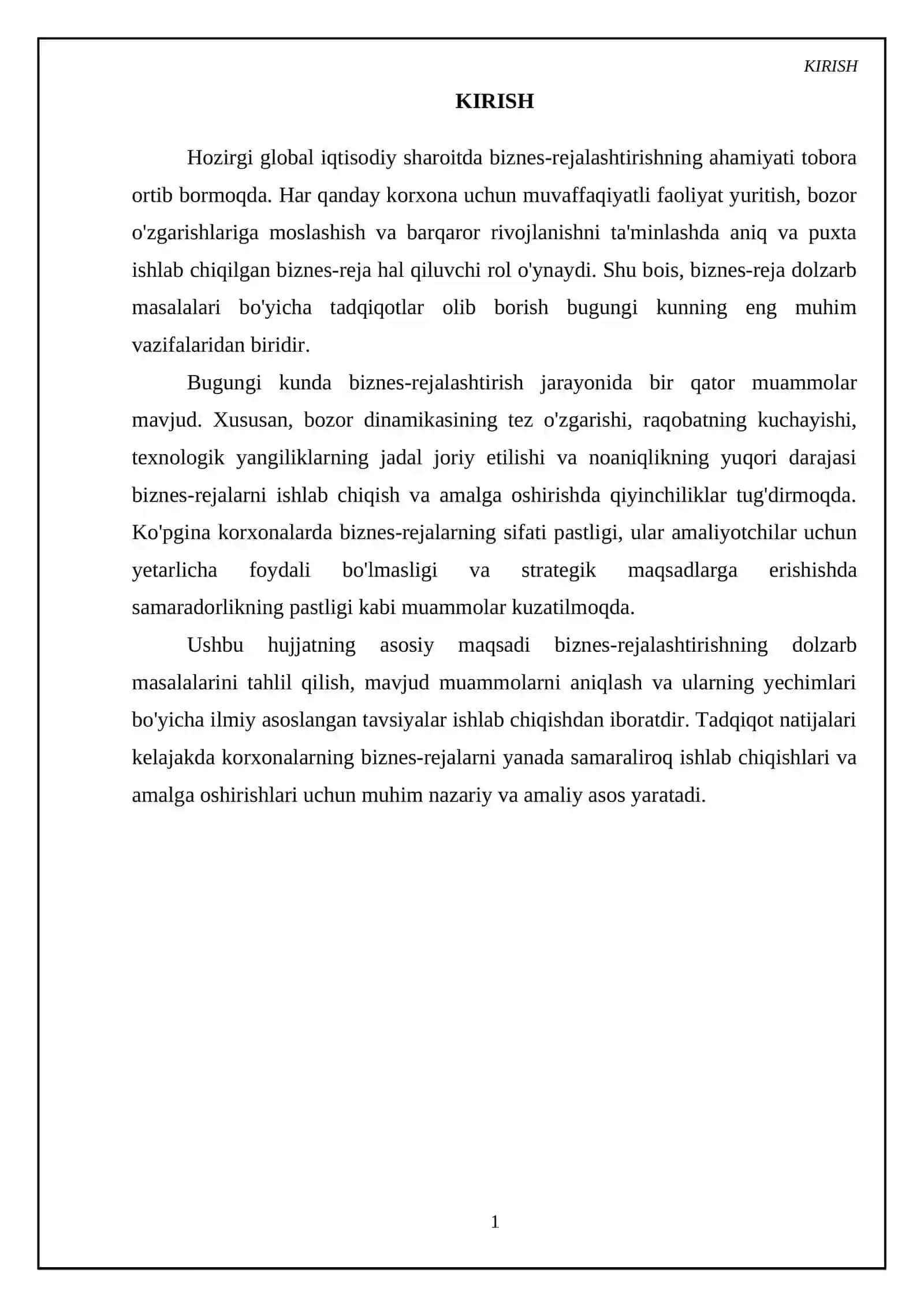 Biznes reja dolzarb masalalari buyicha 3