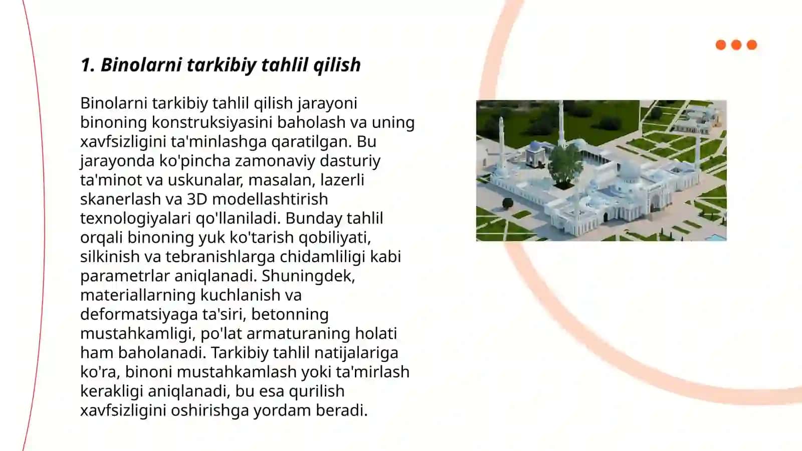 Bino va inshootlarni rekonstruksiyasida loyihaviy yechimlari. Xujjatlar tarkibi 3