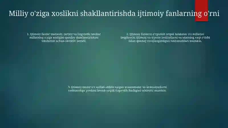 Milliy Ğoya Va Ma'Naviyatiga Oid Fanlarni Õqitishda Ijtimoiy Fanlardagi So'Nggi Yangiliklar Va Yutuqlardan Foydalanish 3