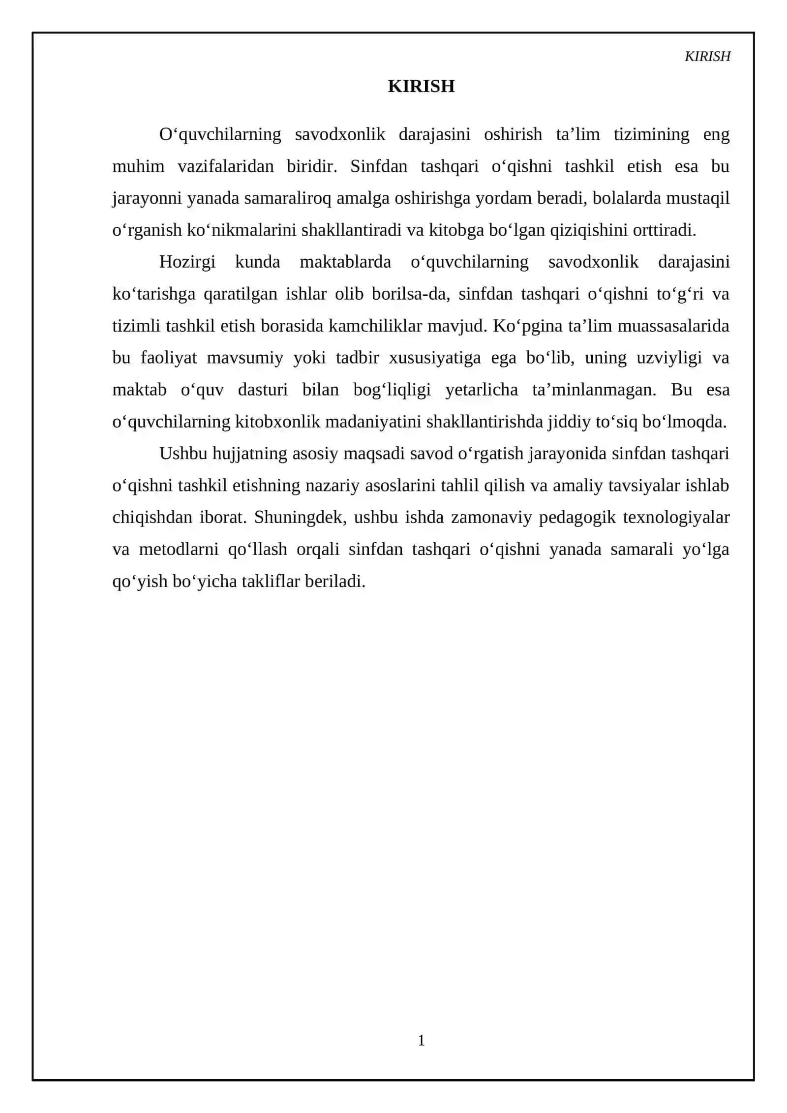 Savod o’rgatish sinfdan tashqari o’qishni tashkil etish 3