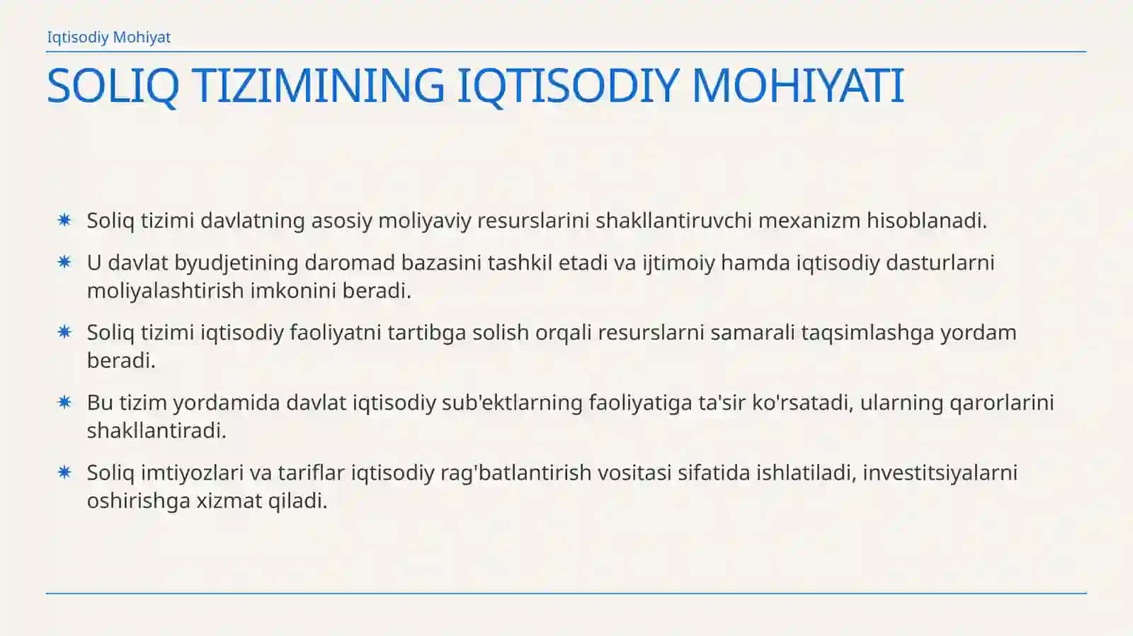 Oʻquv-ilmiy adabiyotlar asosida soliq tizimining iqtisodiy mohiyati va uning davlat byudjetidagi 3