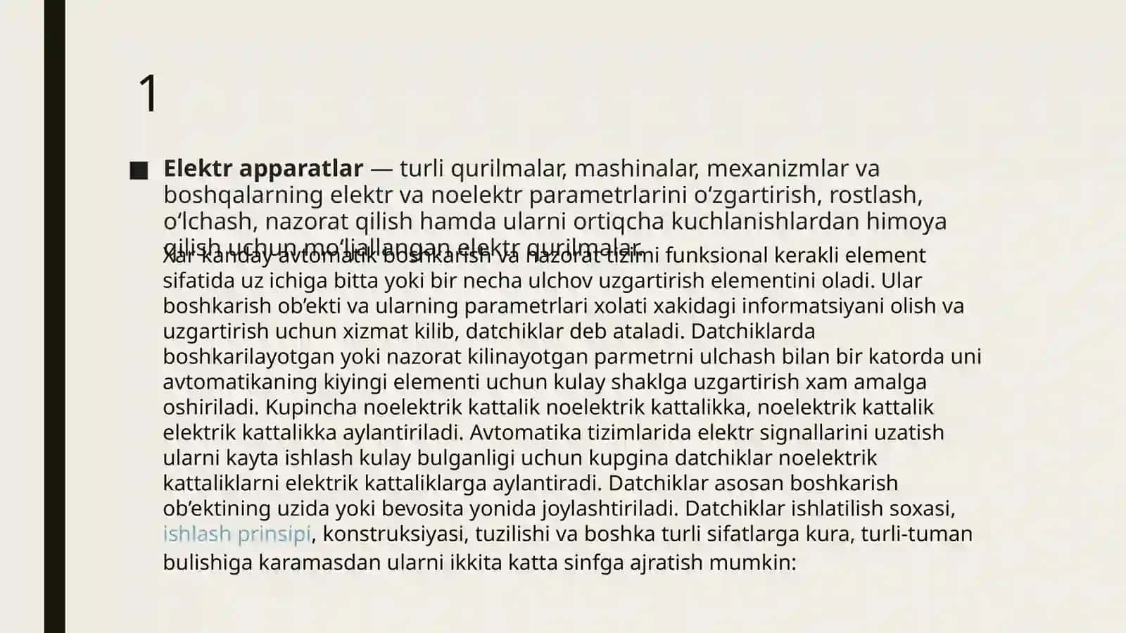Elektr apparatlari va avtomatlashtirish vositalarining klassifikatsiyasi 3