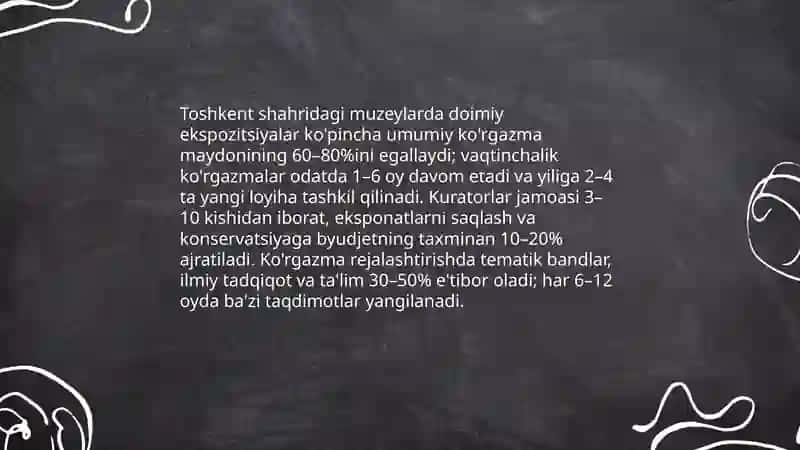 Toshkent shahrida joylashgan muzeylar faoliyati 3