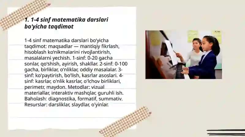1-4 sinf matematika darslari boʻyicha taqdimot 3