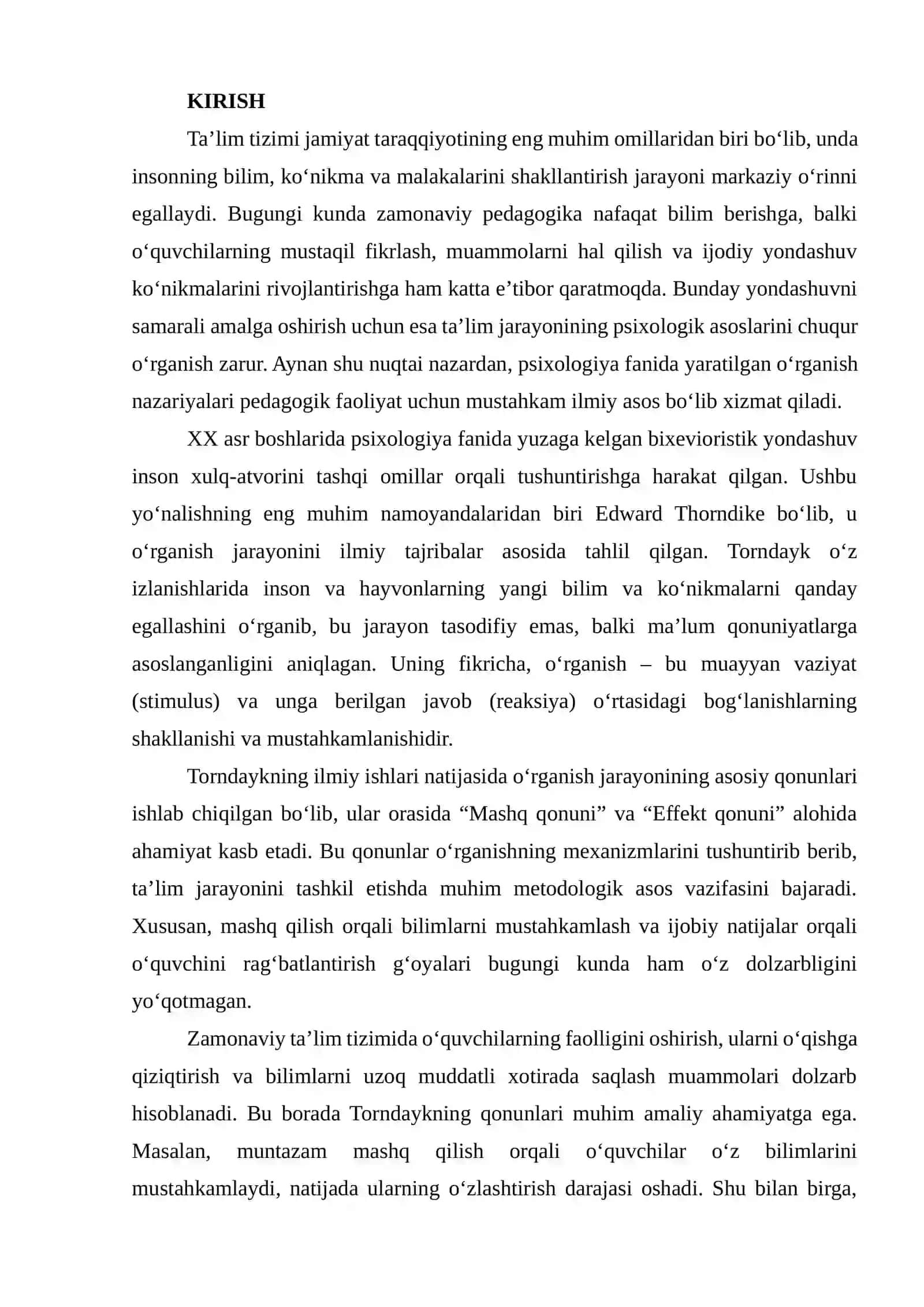 Edvard Torndaykning "Mashq" va "Effekt" qonunlari hamda ularning ta'limdagi ahamiyati 3