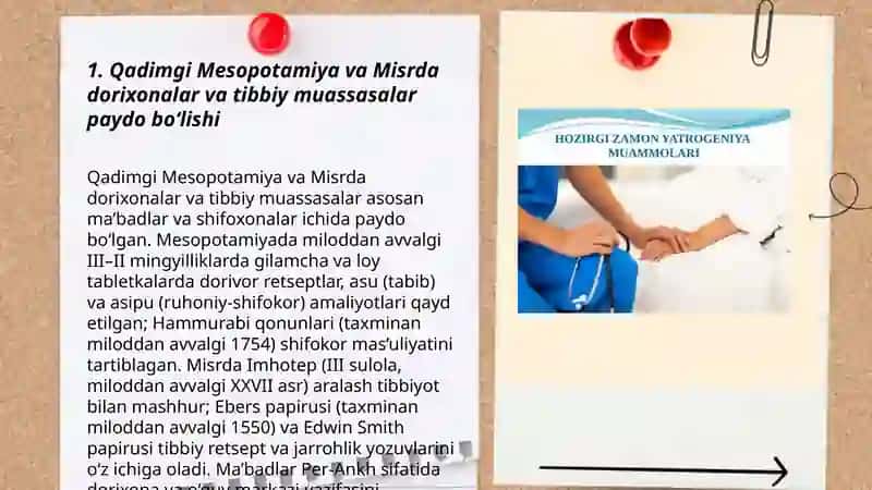 Qadimgi Mesopotamiya va Misrda dorixonalar va tibbiy muassasalar 3