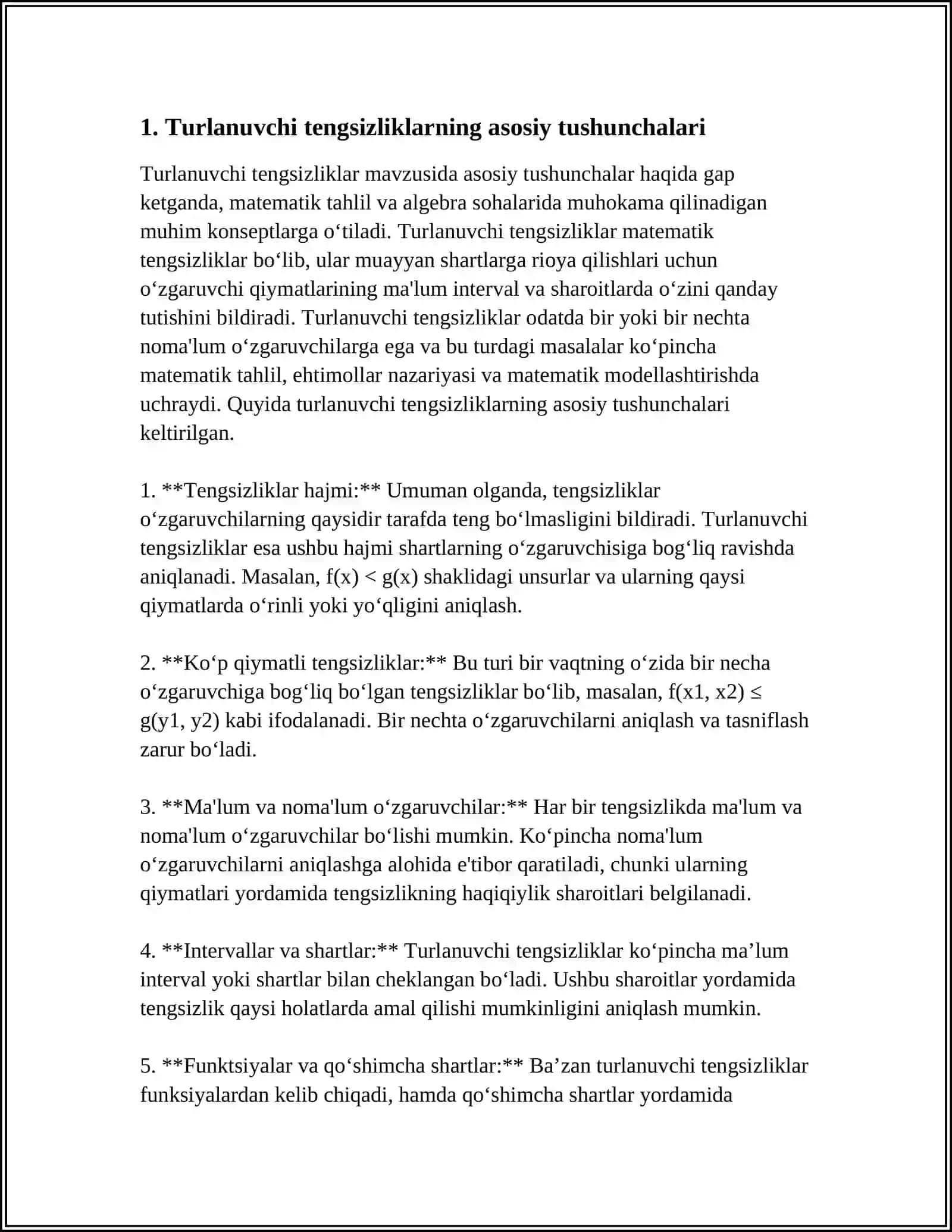 IKKI O‘ZGARUVCHILI TENGSIZLIKLARNING KINYUKSIYASI,DIZYUNKSIYASI.ULARNING GRAFIK USULDA YECHISH 3