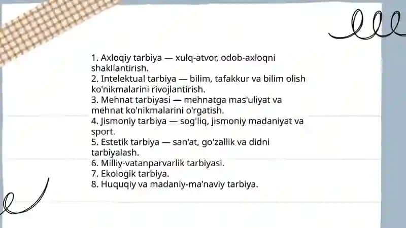 Boshlangʻich taʼlimda tarbiya turlari 3