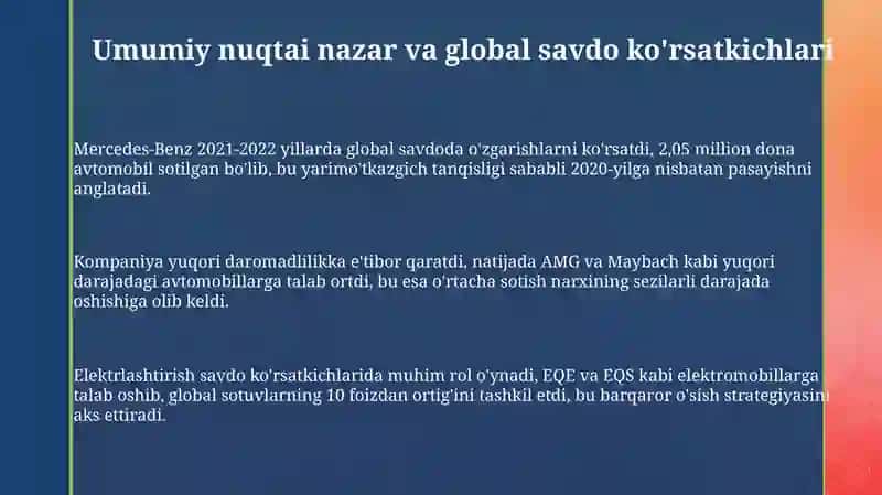 Mercedes-Benz 2021-2022 xusoboti va uni o'sishi va kamayishi va xulosa 3